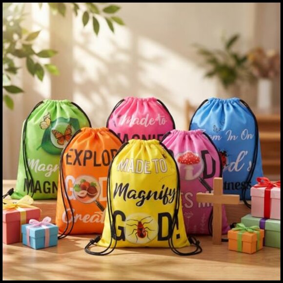 Polyester Drawstring Backpack Bags Set of 30 for Events Travel Gym Religious main image 5